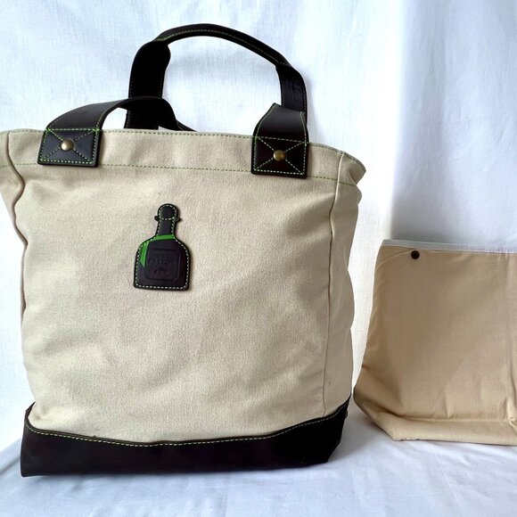 Patron Tequila Beige Canvas Beach Insulated Cooler Tote Bag Removable Liner, VGC - Picture 2 of 16